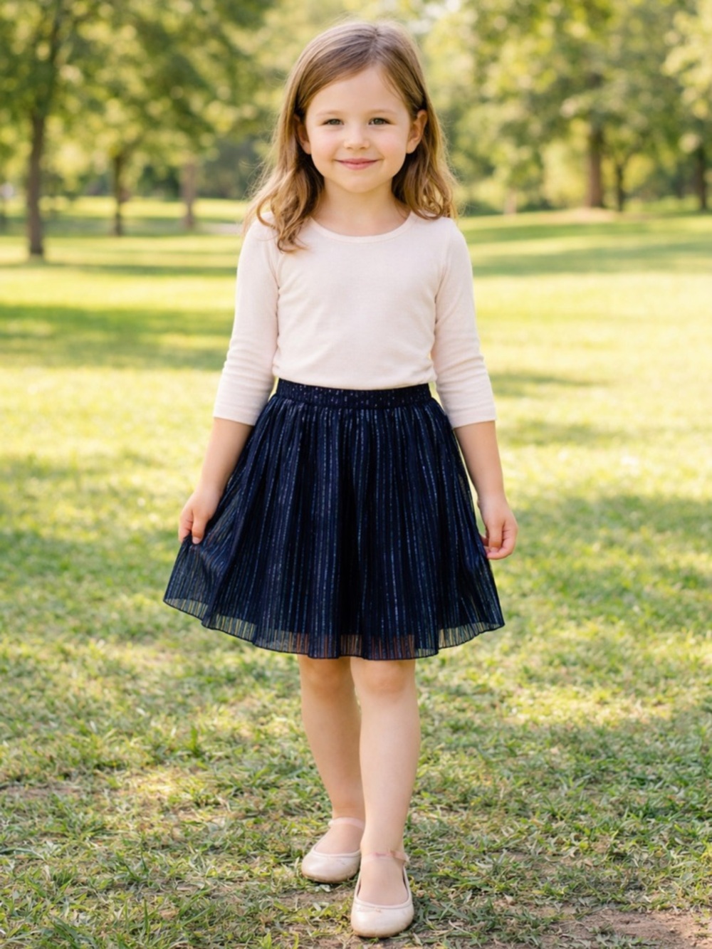 wonder nation Navy Sparkle Pleated Tulle Skirt